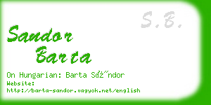 sandor barta business card